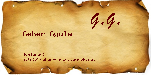 Geher Gyula névjegykártya